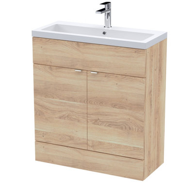 Hudson Reed Fusion Floor Standing Vanity Unit & BasinStylish Vanity Unit With BasinBleached Oak800mm from B&Q