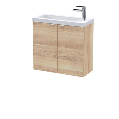 Hudson Reed Fusion Wall Hung 2-Door Vanity Unit & BasinVanity Unit With BasinBleached Oak600mm from B&Q