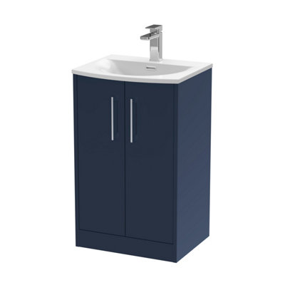 Hudson Reed Juno Floor Standing 2 Door Vanity Unit With Curved 1 Tap Hole BasinMidnight Blue510 X 440 mm from B&Q