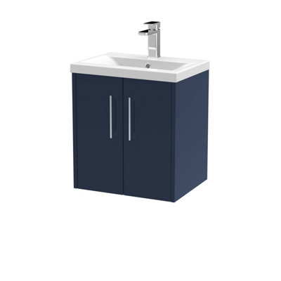 Hudson Reed Juno Wall Hung 2 Door Vanity Unit With Mid-Edge 1 Tap Hole BasinMidnight Blue510 X 390 mm from B&Q