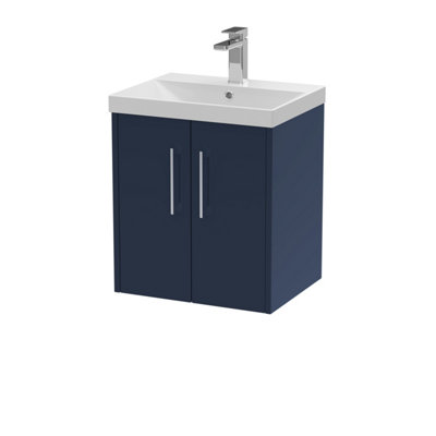 Hudson Reed Juno Wall Hung 2 Door Vanity Unit With Thin-Edge 1 Tap Hole BasinMidnight Blue510 X 395 mm from B&Q