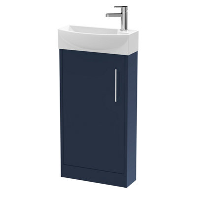 Hudson Reed Juno Compact Floor Standing 1 Door Left Hand Vanity Unit & BasinMidnight Blue450 X 220 mm from B&Q