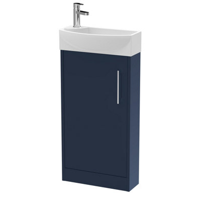 Hudson Reed Juno Compact Floor Standing 1 Door Right Hand Vanity Unit & BasinMidnight Blue450 X 220 mm from B&Q