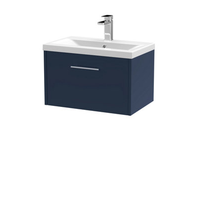Hudson Reed Juno Wall Hung 1 Drawer Vanity Unit With Mid-Edge 1 Tap Hole BasinMidnight Blue610 X 390 mm from B&Q