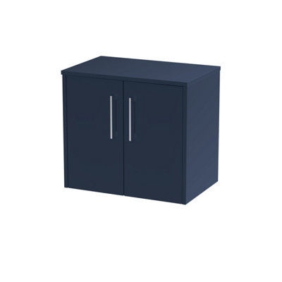 B&Q -  Wall Hung 2-Door VanityWorktop & HandlesContemporary DesignMidnight Blue Matt Finish605X390X557mm