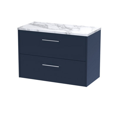 B&Q -  800 Wh 2-Drawer Vanity & Laminate Top
