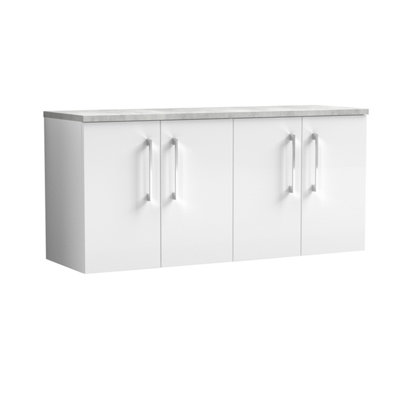 Nuie Arno Wall Hung 4-Door Vanity & Laminate Top In Bellato Grey from B&Q