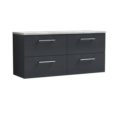 Nuie Arno Wall Hung 4-Drawer Modern Vanity Unit With Bellato Grey Laminate Worktop from B&Q