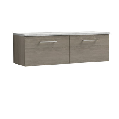 Nuie Arno Wall Hung 2-Drawer Modern Vanity Unit With Bellato Grey Laminate Worktop from B&Q