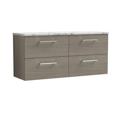 B&Q -  Arno Wall Hung 4-Drawer Modern Vanity Unit With Carrera Marble Laminate Worktop