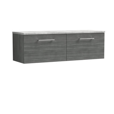 Nuie Arno Wall Hung 2-Drawer Vanity Unit With Laminate Worktop In Bellato Grey from B&Q