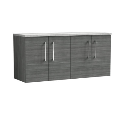 Nuie Arno Wall Hung 4-Door Vanity Unit With Laminate Worktop In Bellato Grey from B&Q