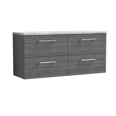 Nuie Arno Wall Hung 4-Drawer Vanity Unit With Laminate Worktop In Bellato Grey from B&Q