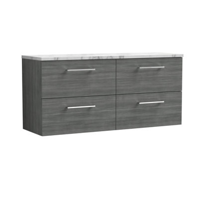 B&Q -  Arno Wall Hung 4-Drawer Vanity Unit With Laminate Worktop In Carrera Marble