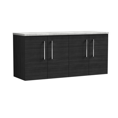 Nuie Arno Wall Hung 4-Door Vanity Unit With Laminate Worktop In Bellato GreySleek Counter Top Vanity Unit In Charcoal Black from B&Q