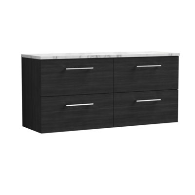 B&Q -  Arno Wall Hung 4-Drawer Vanity Unit With Laminate Worktop In Carrera Marble