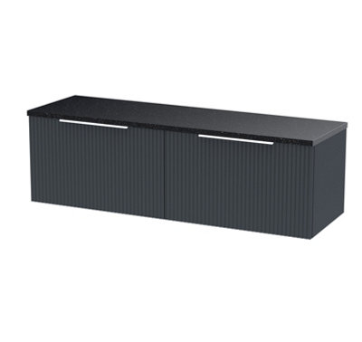 Hudson Reed Fluted Wall Hung 2-Drawer Vanity Unit & Black Laminate WorktopSleek Counter Top Vanity Unit In Soft Black1200mm from B&Q