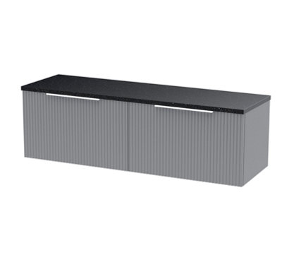 Hudson Reed Fluted Wall Hung 2-Drawer Vanity Unit & Black Laminate WorktopCounter Top Vanity Unit In Satin Grey1200mm from B&Q