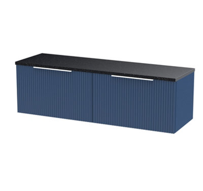 Hudson Reed Fluted Wall Hung 2-Drawer Vanity Unit & Black Laminate WorktopCounter Top Vanity Unit In Satin Blue1200mm from B&Q
