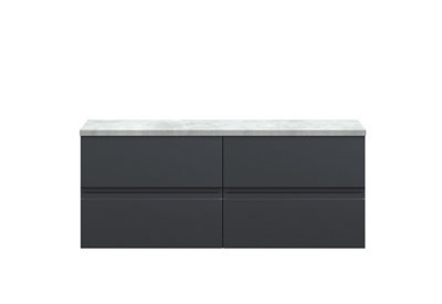 Hudson Reed Urban Soft Black Wall Hung 4-Drawer Unit And Laminate Worktop With Silent Close522 X 1205 X 390 from B&Q