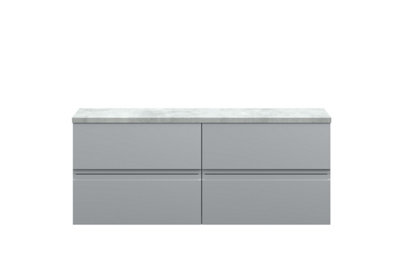 Hudson Reed Urban Satin Grey Wall Hung 4 Drawer Vanity Unit And Laminate Worktop With Silent Close522 X 1205 X 390 from B&Q