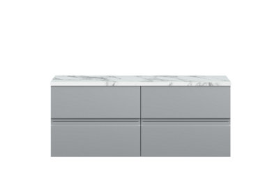 Hudson Reed Urban Satin Grey Wall Hung 4 Drawer Vanity Unit And Laminate Worktop With Silent Close522 X 1205 X 390 from B&Q