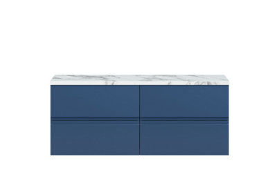Hudson Reed Urban Satin Blue Wall Hung 4 Drawer Vanity Unit And Laminate Worktop With Silent Close522 X 1205 X 390 from B&Q