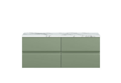 Hudson Reed Urban Satin Green Wall Hung 4 Drawer Vanity Unit With Laminate Worktop And Silent Close522 X 1205 X 390 from B&Q