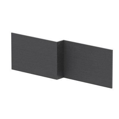 Balterley 1700mm Chartley L Shape Square Front Bath PanelTextured Woodgrain Graphite Grey from B&Q