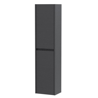 B&Q -  Square Wall Hung 2 Door Tall Bathroom Unit350mmWoodgrain Graphite Grey