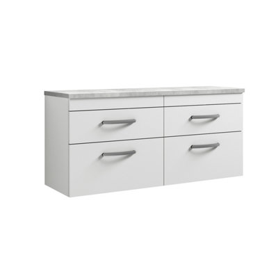 B&Q -  Athena Wall Hung Vanity Unit With 4 Soft-Close Drawers & Gloss White Laminate Top