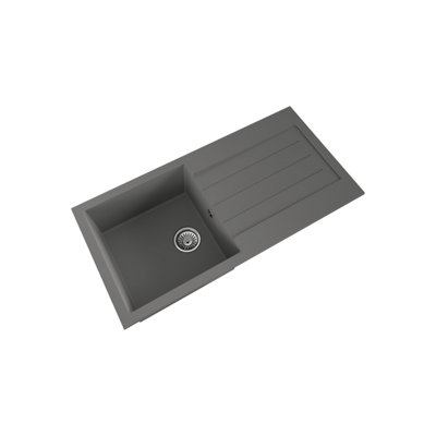 Balterley Unisex Grey Bowl Composite Inset Kitchen Sink Overflow Drainer 1000X500mm In Size 1 - Image 2