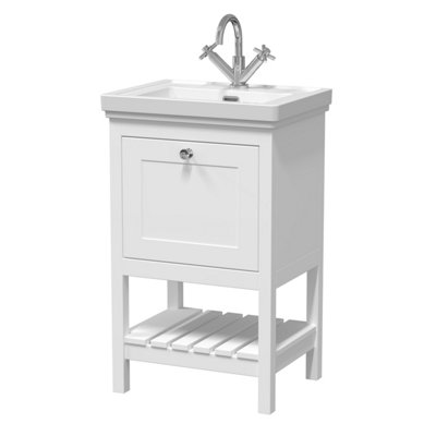 Balterley Coppenhall Bathroom Floor Standing 1 Drawer Vanity & 1 Tap Hole BasinPure White531mm from B&Q