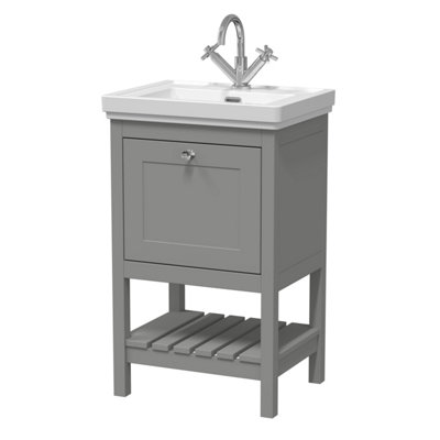 Balterley Coppenhall Bathroom Floor Standing 1 Drawer Vanity & 1 Tap Hole BasinCool Grey531mm from B&Q