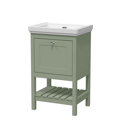 Balterley Coppenhall Traditional Bathroom 1 Soft Close Drawer Floor Standing Vanity Unit BasinFern Green531mm from B&Q