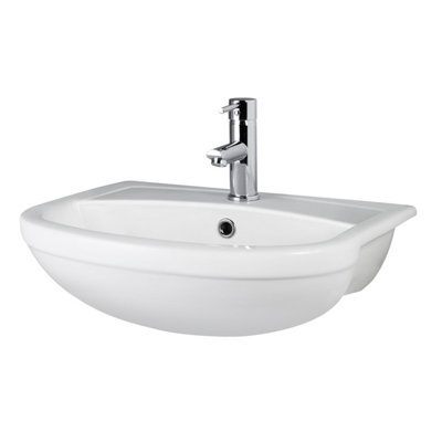 Round Ceramics Semi Recessed 1 Tap Hole Basin (Tap Not Included)500mmBalterley from B&Q