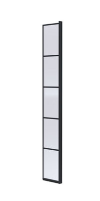 B&Q -  Werrington Contemporary Bathroom 8mm Glass Framed Wetroom Return ScreenMatt Black1950 X 322 X 27mm