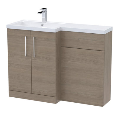 Balterley Left-Hand Bathroom Vanity And Wc Unit Combination With Basin1100mmWoodgrain Mid Oak With Chrome Handles from B&Q