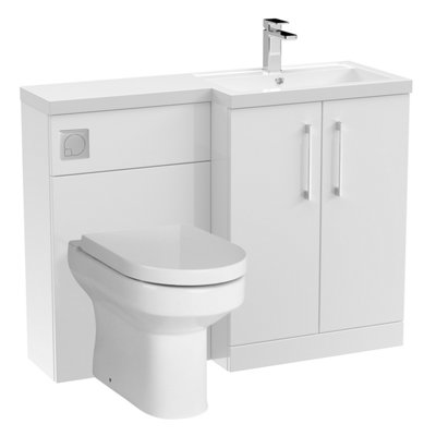 Level Bathroom Bundle Floor Standing Vanity Basin And Wc Unit With PanSeat And CisternRight HandGloss WhiteBalterley from B&Q