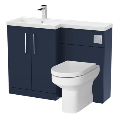 Level Bathroom Bundle Floor Standing Vanity Basin And Wc Unit With PanSeat And CisternLeft HandMidnight BlueBalterley from B&Q