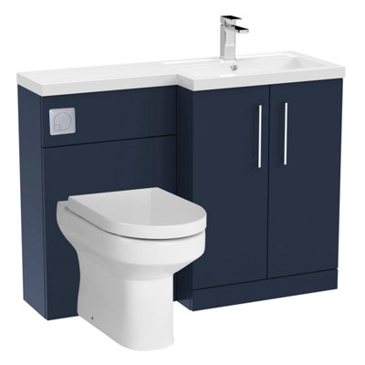 Level Bathroom Bundle Floor Standing Vanity Basin And Wc Unit With PanSeat And CisternRight HandMidnight BlueBalterley from B&Q