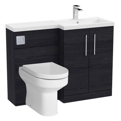 Balterley Level Bathroom Bundle Floor Standing Vanity Basin And Wc Unit With PanSeat And CisternRight HandCharcoal Black Woodgrain from B&Q
