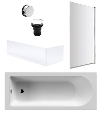 Balterley Round Single Ended 1700X700 Bath SetFront & End Panels & Chrome Screen & Waste from B&Q