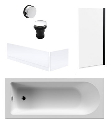 Balterley Round Single Ended 1700X700 Bath SetFront & End Panels & Black Screen & Chrome Waste from B&Q