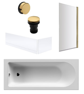 Balterley Round Single Ended 1700X700 Bath SetFront & End Panels & Brushed Brass Screen & Brushed Brass Waste from B&Q