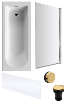 Balterley Round Single Ended 1700X700 Bath SetFront Bath Panel & Chrome Brass Screen & Brushed Brass Waste from B&Q