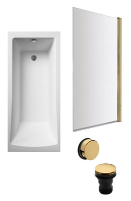 Balterley Square Single Ended 1700X700 With Leg Set & Brushed Brass Screen & Brushed Brass Waste from B&Q