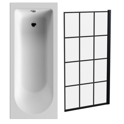 Balterley Unisex White Round 1700X700 Bath Set - Leg Set & Black Square Screen In - Image 2
