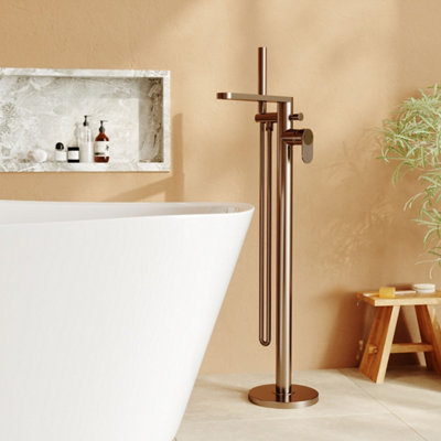 nuie Bath Tap - Freestanding Bath Shower Mixer - Brushed Bronze - Image 5