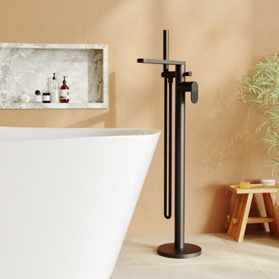 B&Q -  Linea Freestanding Bath Shower Mixer With Kit Matt Black Contemporary 1 Hole